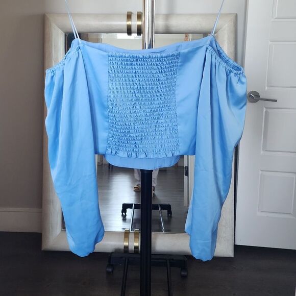 WAYF Corset Long Sleeve Baby Blue Size M - Picture 5 of 9